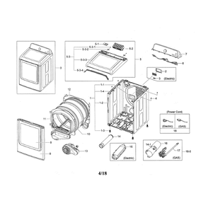Main Diagram and Parts List for DV45H7000GP A3-01 Samsung Dryer