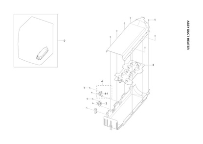 Duct Heater Assembly Diagram and Parts List for DV42H5200EF A3-01 Samsung Dryer