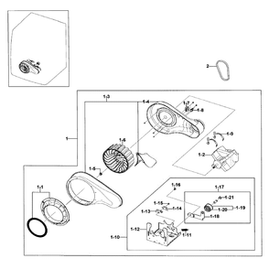 Motor Duct Diagram and Parts List for DV330AEB XAA-03 Samsung Dryer