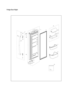 Right Refrigerator Door Parts Diagram and Parts List for RF20HFENBWW US-00 Samsung Refrigerator