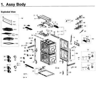Body Diagram and Parts List for NV51K7770DS AA-0000 Samsung Wall Oven