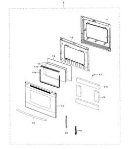 Door Diagram and Parts List for NE59J3421SS AA-0002 Samsung Range