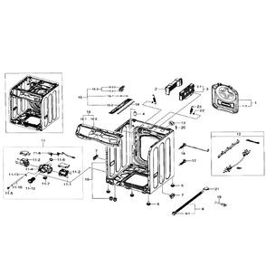 Frame And Cover Diagram and Parts List for WF511ABW XAA-0001 Samsung Washer
