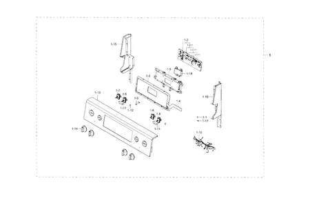 Control Panel Diagram and Parts List for NE59J7630SB AA-0002 Samsung Range