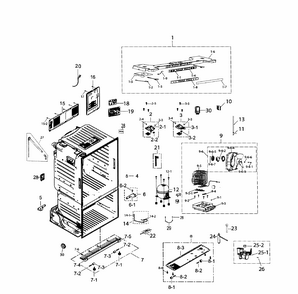 Part Location Diagram of DA97-13287B Samsung Top Table Assembly