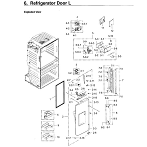 Fridge Door L Diagram and Parts List for RF28JBEDBSR AA-0003 Samsung Refrigerator