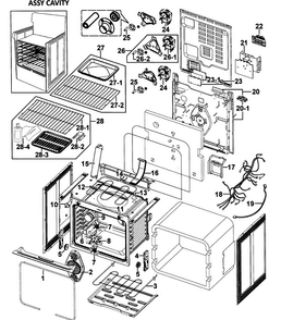 Cavity Assy Diagram and Parts List for FTQ352IWUW XAA-00 Samsung Range