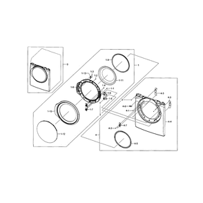 Front And Door Diagram and Parts List for DV331AGR XAA-03 Samsung Dryer