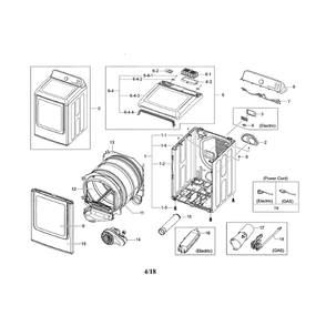 Main Diagram and Parts List for DV45H7000EP A3-0000 Samsung Dryer