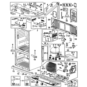 Cabinet Assembly Diagram and Parts List for RF266AEPN XAA-0001 Samsung Refrigerator