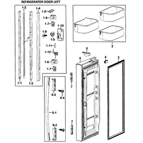 Left Door Diagram and Parts List for RF266AAWP XAA-0000 Samsung Refrigerator