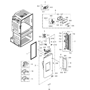Fridge Door L Diagram and Parts List for RF28HMEDBSR AA-0009 Samsung Refrigerator