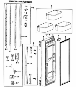 Left Door Diagram and Parts List for RF265AASH XAA-0000 Samsung Refrigerator
