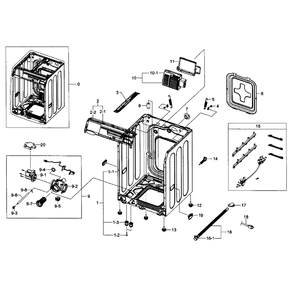 Frame And Cover Diagram and Parts List for WF393BTPAWR A1-0000 Samsung Washer