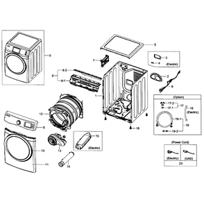 Main Assembly Diagram and Parts List for DV435ETGJRA A1-01 Samsung Dryer
