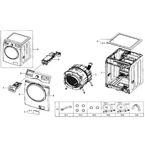 Main Assembly Diagram and Parts List for WF330ANB XAA-0001 Samsung Washer