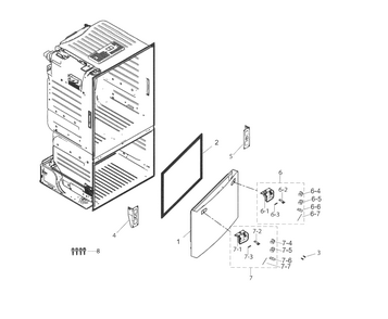 Freezer Door Diagram and Parts List for RF263TEAESR AA-0004 Samsung Refrigerator