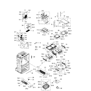Fridge Diagram and Parts List for RF28HMEDBSR AA-0009 Samsung Refrigerator
