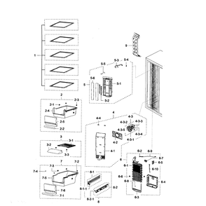 Freezer Diagram and Parts List for RSG307AARS XAA-02 Samsung Refrigerator