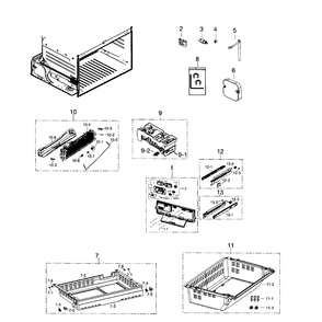 Freezer Diagram and Parts List for RF26HFENDSR AA-0003 Samsung Refrigerator