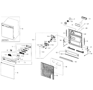 Part Location Diagram of DD64-00124A Samsung BUTTON-PUSH(N);DW7933,AB