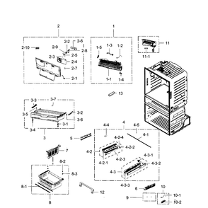 Freezer Diagram and Parts List for RF28HMEDBSR AA-0009 Samsung Refrigerator