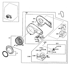 Motor Assembly Diagram and Parts List for DV419AGW XAA-01 Samsung Dryer
