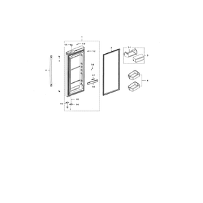 Right Refrigerator Door Diagram and Parts List for RFG298HDWP XAA-01 Samsung Refrigerator