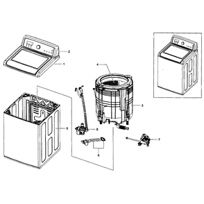 Main Assembly Diagram and Parts List for WA5451ANW XAA-01 Samsung Washer