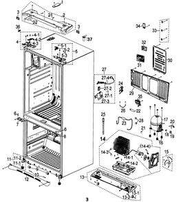 Cabinet Diagram and Parts List for RFG297ABBP XAA Samsung Refrigerator