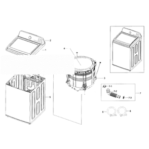 Main Assembly Diagram and Parts List for WA56H9000AP A2-0000 Samsung Washer