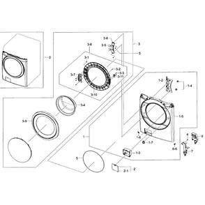 Front / Door Section Diagram and Parts List for WF45H6100AP A2-01 Samsung Washer