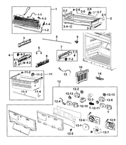 Part Location Diagram of DA96-00631C Samsung Freezer Evaporator Assembly