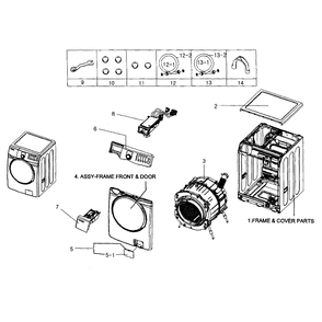 Main Assembly Diagram and Parts List for WF331ANW XAA-04 Samsung Washer