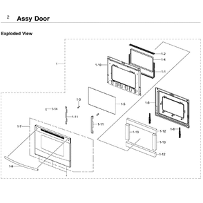 Door Diagram and Parts List for NE59J3420SW AA-07 Samsung Range