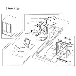 Frame Front And Door Diagram and Parts List for DVE54M8750V A3-0000 Samsung Dryer