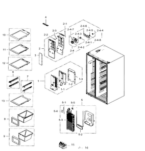 Freezer Diagram and Parts List for RS265TDRS XAA-IN01 Samsung Refrigerator