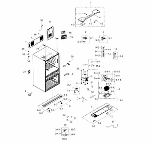Cabinet Diagram and Parts List for RF31FMESBSR AA-0003 Samsung Refrigerator