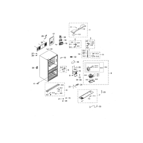 Cabinet Diagram and Parts List for RF28HMEDBSG AA-02 Samsung Refrigerator