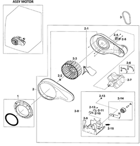 Motor Assy Diagram and Parts List for DV520AEW XAA Samsung Dryer