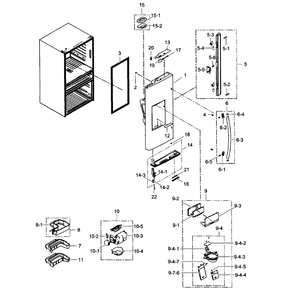 Left Door Diagram and Parts List for RF31FMEDBSR AA-01 Samsung Refrigerator