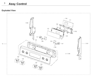 Control Diagram and Parts List for NE59J3420SW AA-0002 Samsung Range