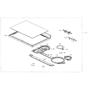 Cook Top Diagram and Parts List for NE59J7630SG AA-0000 Samsung Range