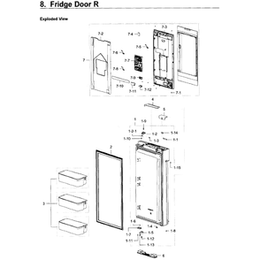 Fridge Door R Diagram and Parts List for RF22K9581SG AA-02 Samsung Refrigerator