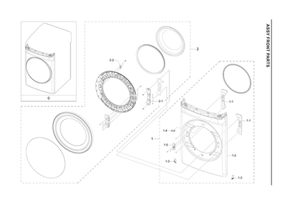 Front Assembly Diagram and Parts List for DVG60A9900V A3-00 Samsung Dryer