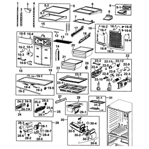 Refrigerator Diagram and Parts List for RF4287HAPN XAA-0001 Samsung Refrigerator