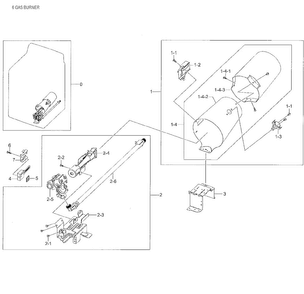 Gas Burner Diagram and Parts List for DV48H7400GW A2-0001 Samsung Dryer