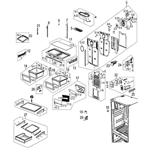 Refrigerator Diagram and Parts List for RF26XAEBP XAA-00 Samsung Refrigerator