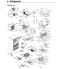 Refrigerator Diagram and Parts List for RF22KREDBSG AA-0000 Samsung Refrigerator