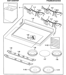 Part Location Diagram of DG97-00074A Samsung Cooktop Frame Assembly